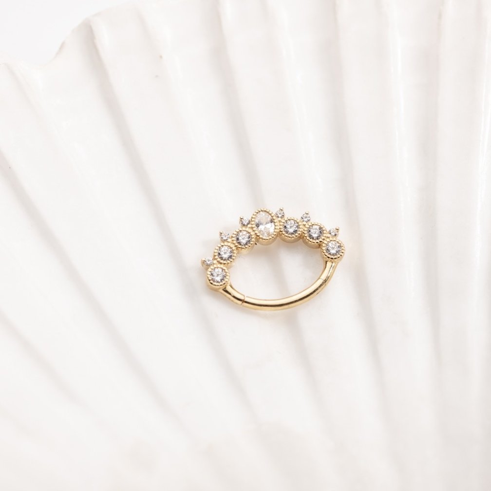 18 Karaat Goud Septum/Daith Ring - Premium Zirconia