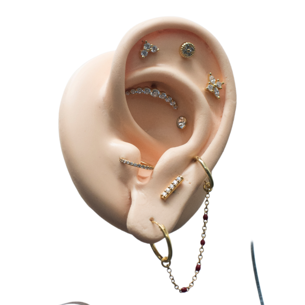 Gold Plated Barbell - Premium Zirconia
