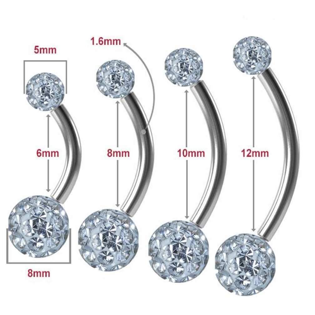 Navel Piercing enige echte met Helderwit Premium Zirkonia (1.6x6mm)