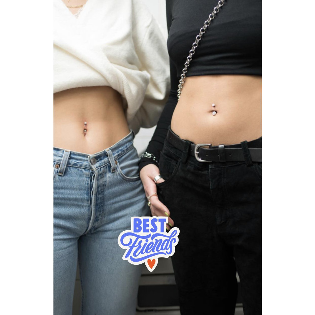 Navel Piercing enige echte met Helderwit Premium Zirkonia (1.6x8mm)
