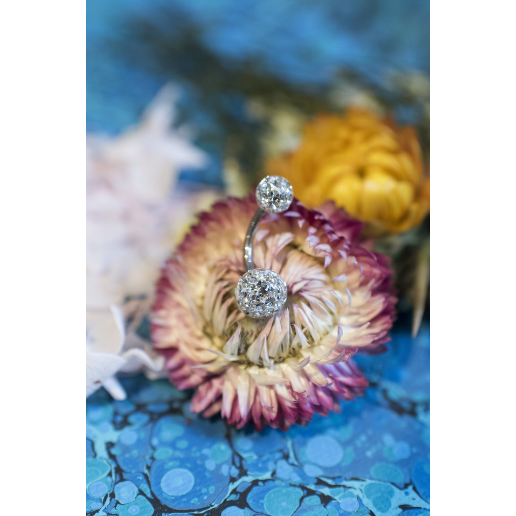 Navel Piercing enige echte met Helderwit Premium Zirkonia (1.6x8mm)