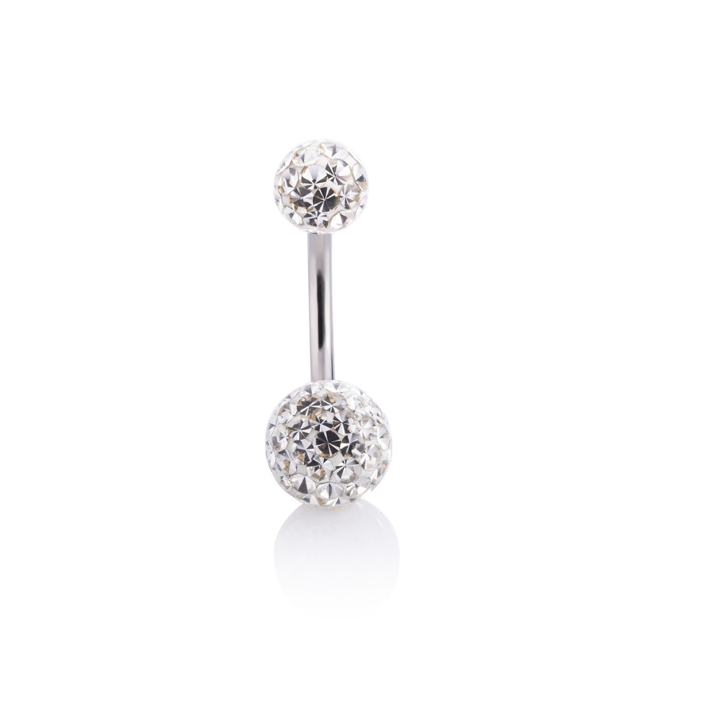 Navel Piercing enige echte met Helderwit Premium Zirkonia (1.6x12mm)