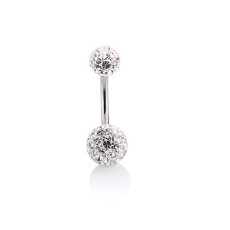 Piercings Works Belly Ring -  Clear White Premium Zirconia (1.6x12mm)