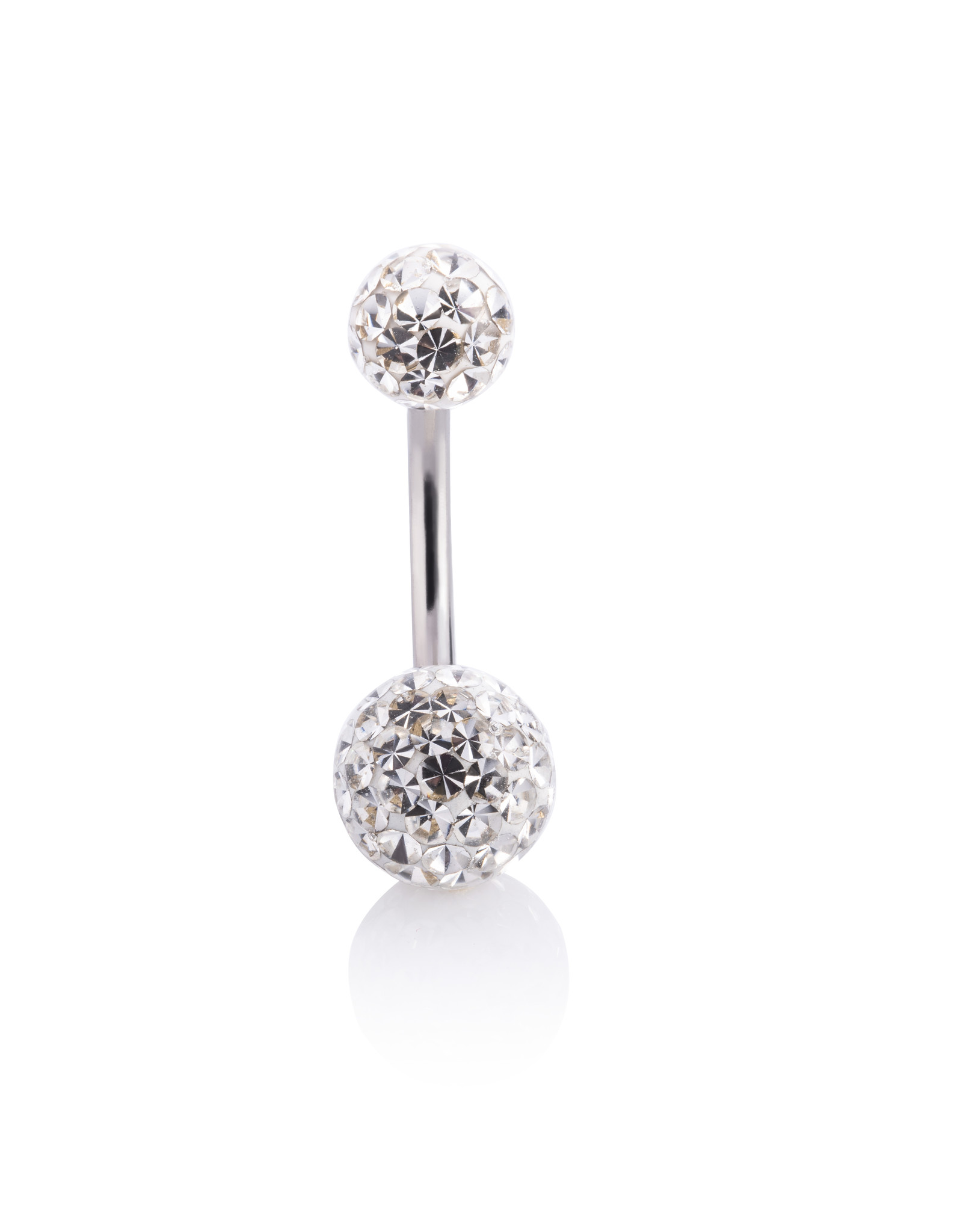Gekleurde navelpiercing met snap fit rond kristal - 10 mm - Helder