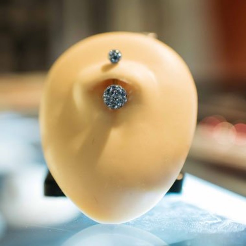 Surgical Steel Belly Ring - Light Blue Premium Zirconia (1.6 x 10mm)