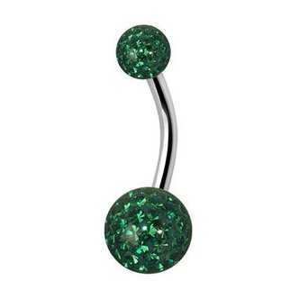 Piercings Works Navel Piercing enige echte met Smaragd Groen Premium Zirkonia (1.6 x 10mm)