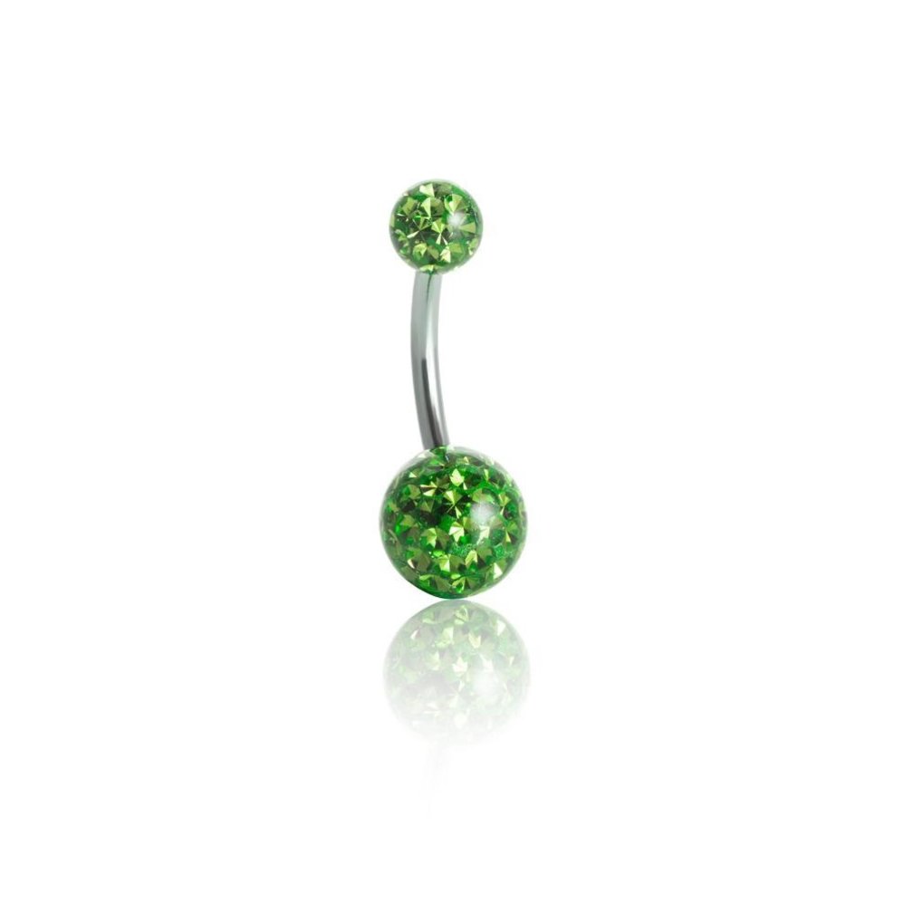 Navel Piercing enige echte met Peridot Groen  Premium Zirkonia (1.6 x 10mm)