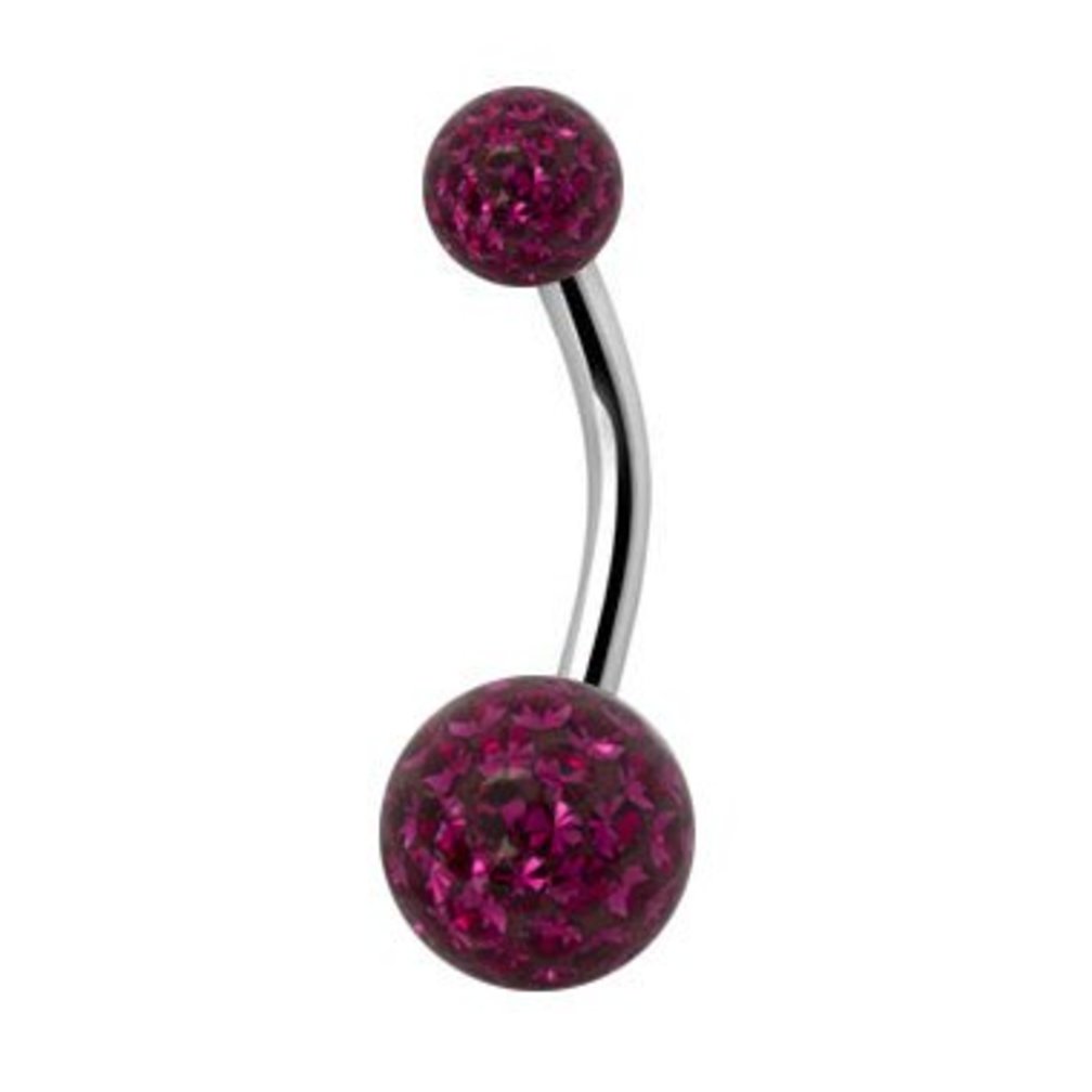 Surgical Steel Belly Ring - Fuchsia Premium Zirconia   (1.6 x 10mm)