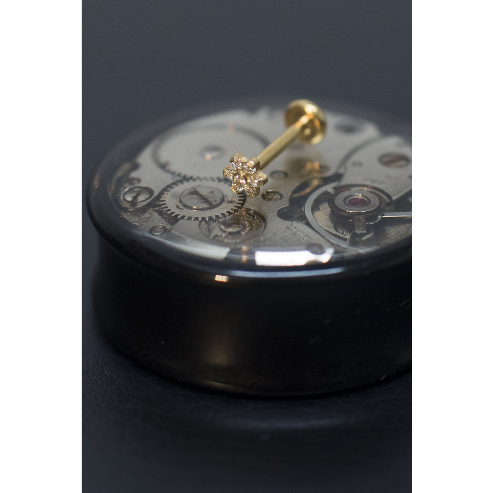 Gold Plated Barbell - Premium Zirconia  Flower