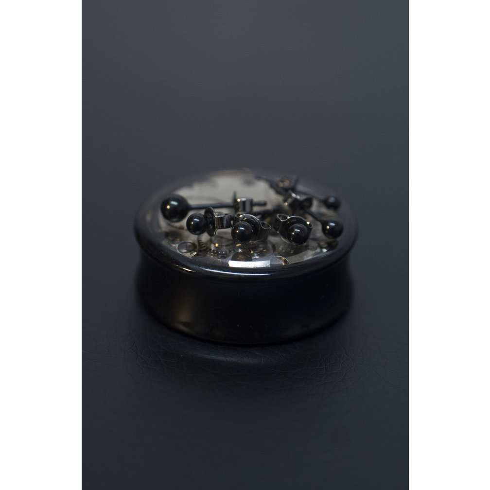 Ball Stud Earrings - Black