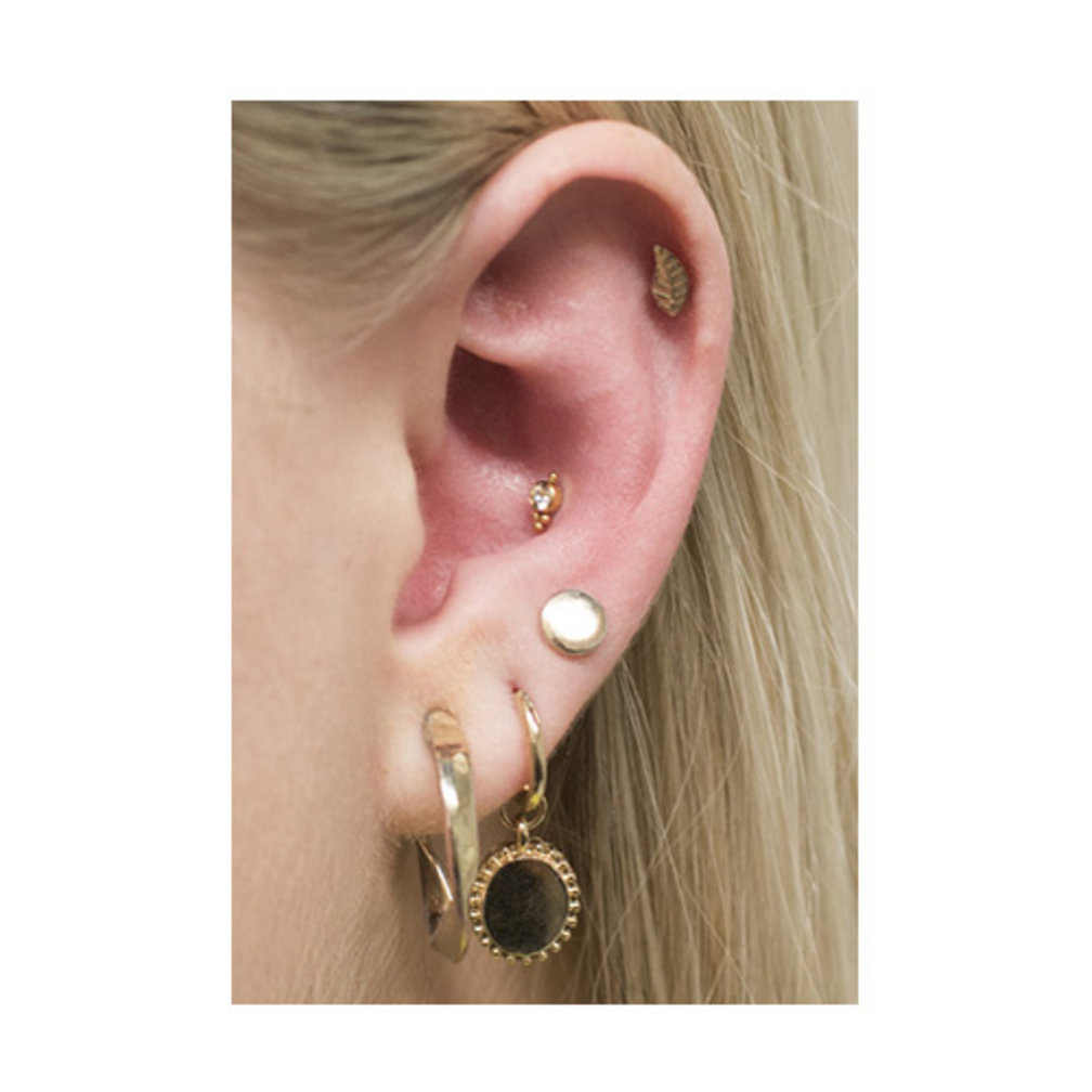 18 Karaat Goud Tragus Piercing - Premium Zirkonia