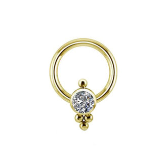 Piercings Works Vergulde Titanium Ring  Helix Septum  - Premium Zirconia