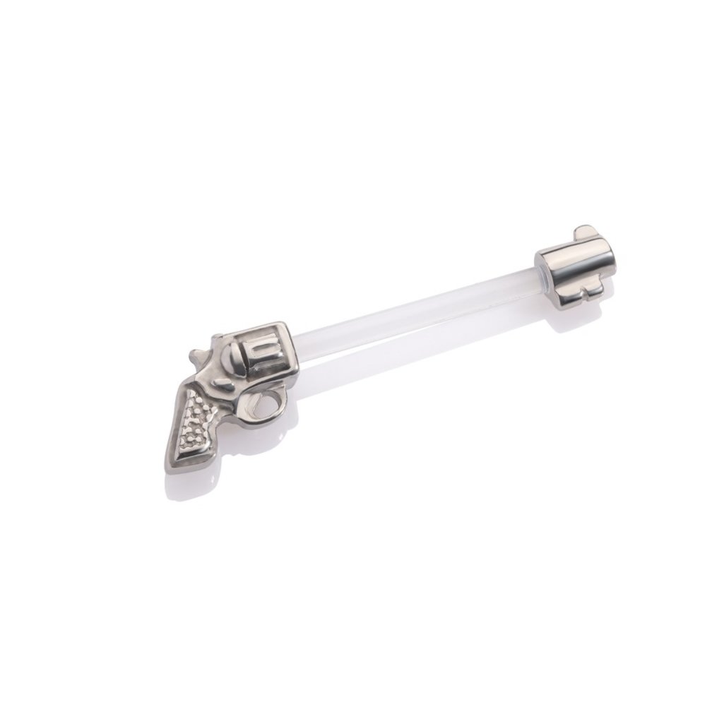 Bioplast & Chirurgisch Staal Tepel Barbell - Magnum Pistool