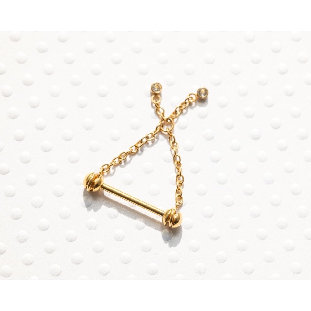 Free Rotating Nipple Chain Barbell - Premium Zirconia