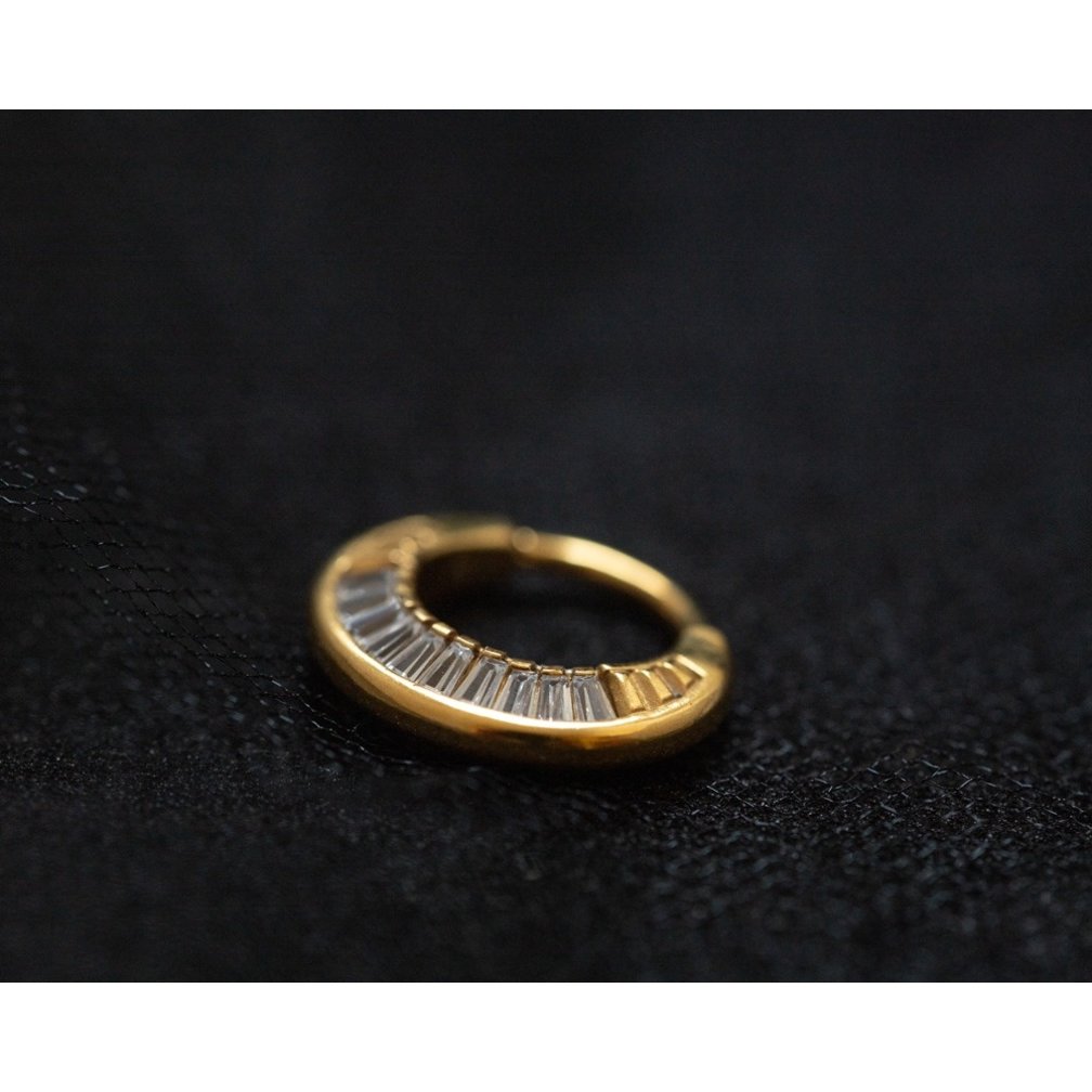 Piercing Ring - Baguette Cubic Zirconia