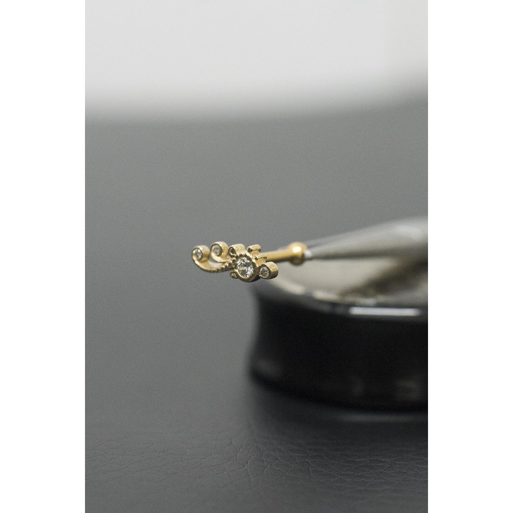 18 Karaat Gouden Oor Piercing  -  Premium Zirkonia