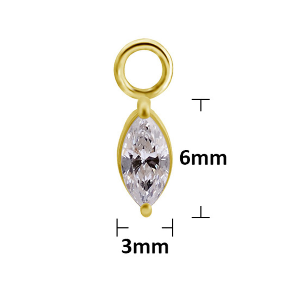 18 Karat Gold Charm - Marquise Premium Zirconia