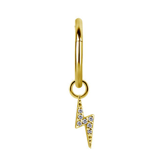 Piercings Works 18 Karat Gold Charm - Lightning Bolt Premium Zirconia