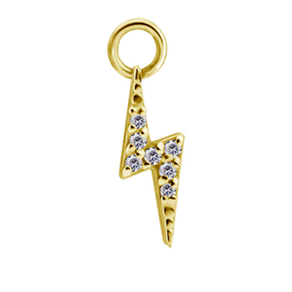 18 Karat Gold Charm - Lightning Bolt Premium Zirconia