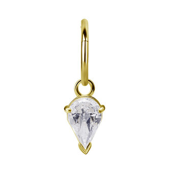 Piercings Works 18 Karaat Goud Hanger - Druppel Zirkonia