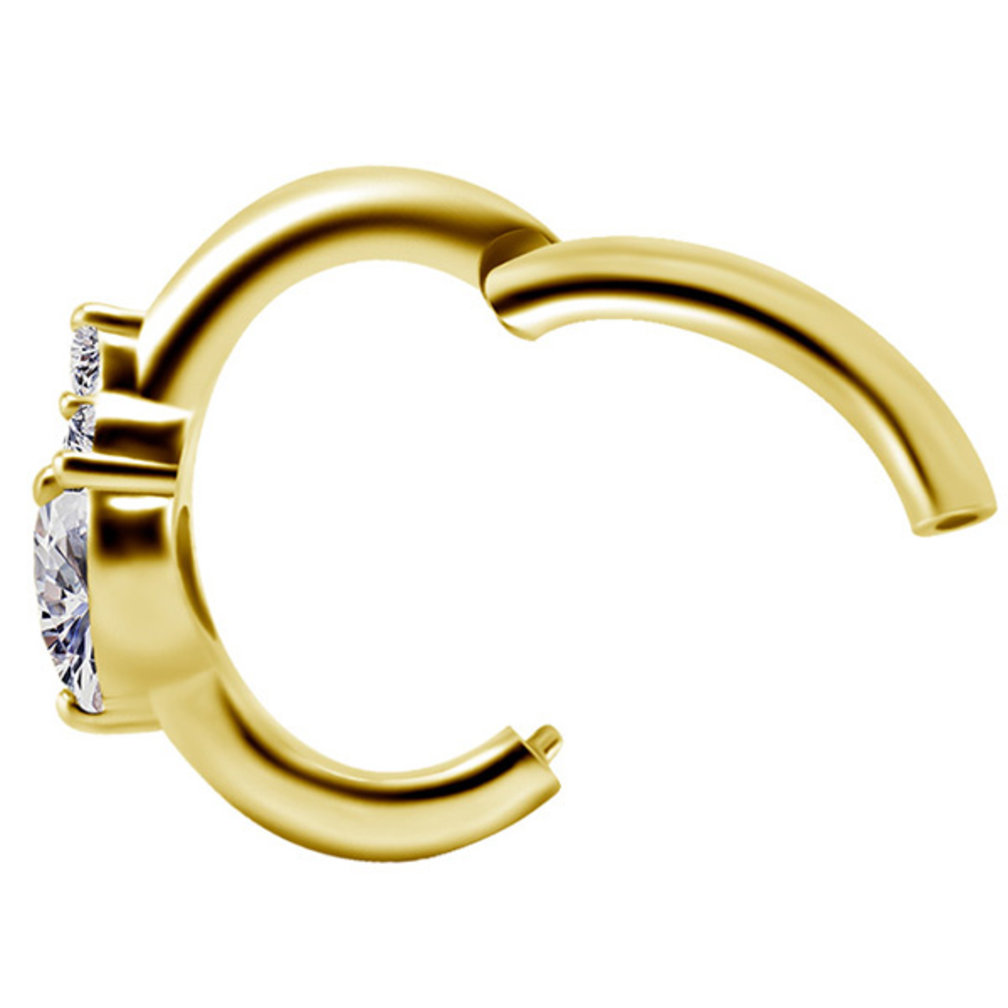 18 Karat Gold Rook Ring - Heart Zirconia
