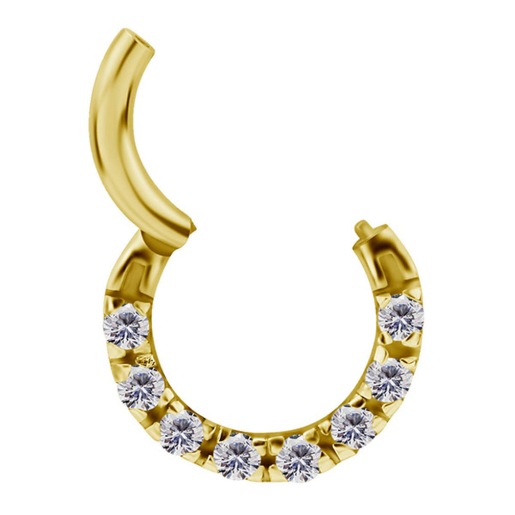 18 Karaat Goud Septum/Daith Ring  -  Premium Zirkonia