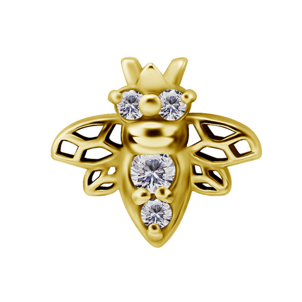 Surgical Steel Barbell -  Bee with Zirconia