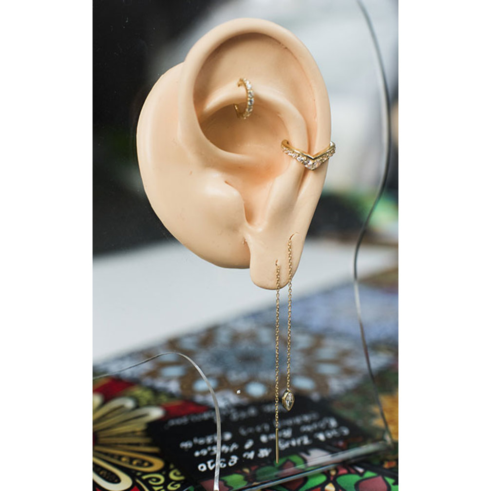 18 Karaat Goud Threader Oorbel - Zirkonia