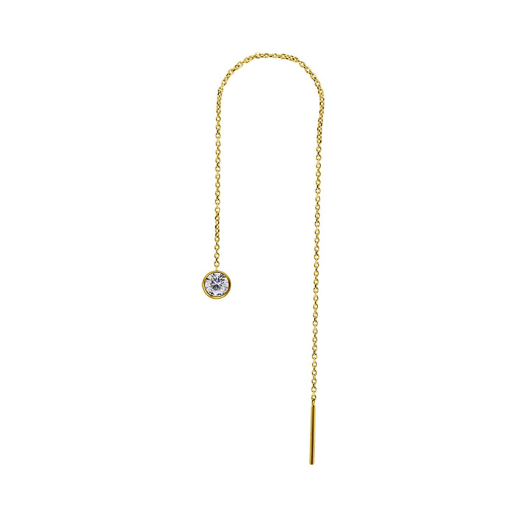 18 Karaat Goud Threader Oorbel - Zirkonia