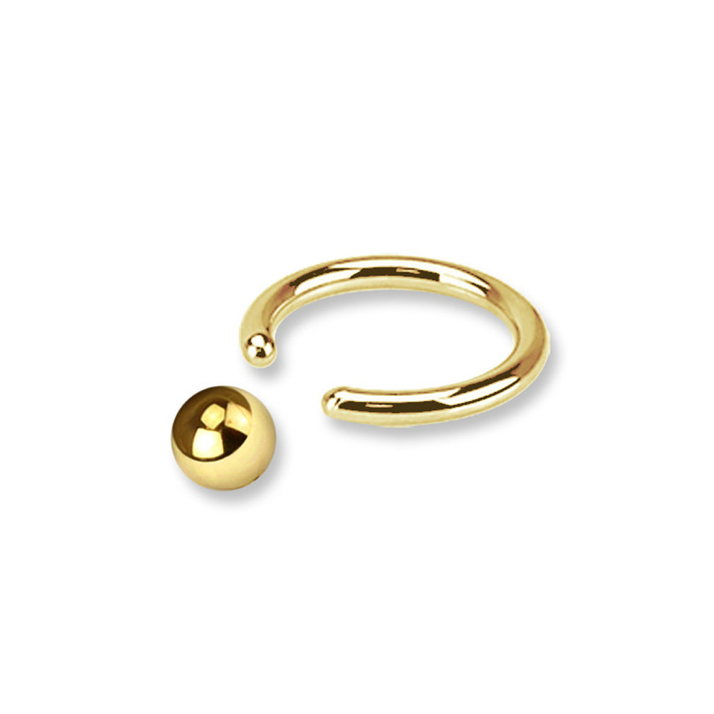 14 Karat Solid Gold Ball Closure Ring (1mm)