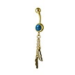 Surgical Steel Belly Ring - Opal with Feather Hanger