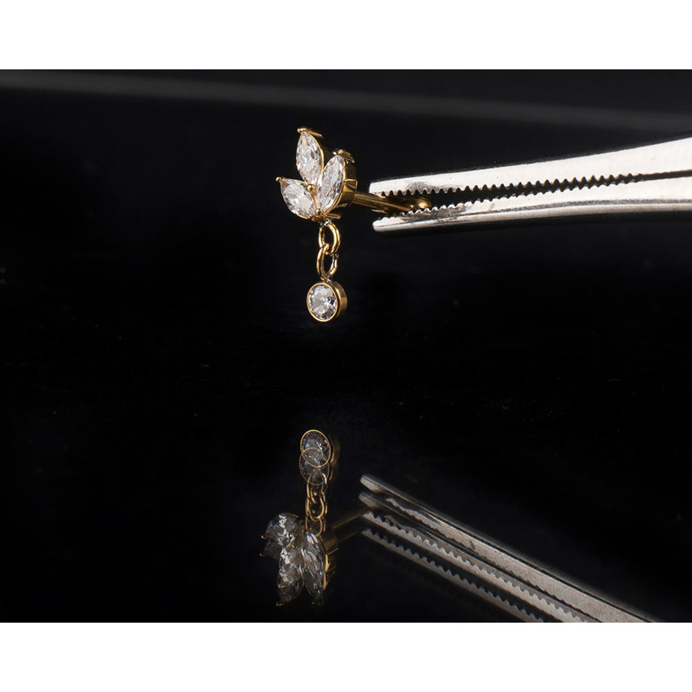 Surgical Steel Ear Piercing - Marquise Cluster