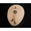 Surgical Steel Belly Ring - Opal with Feather Hanger