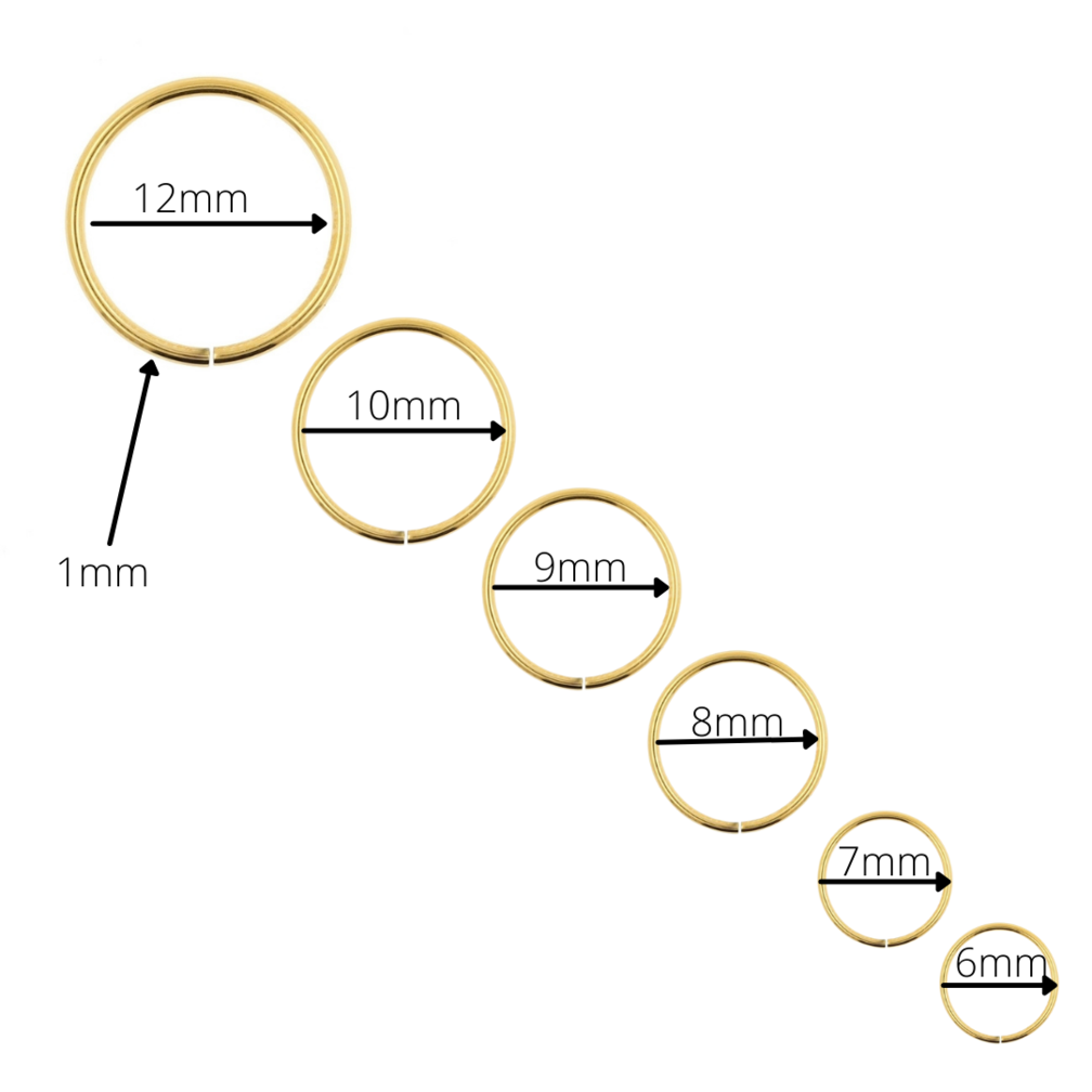 18K Vergulde Seamless Neus Ring (1mm)