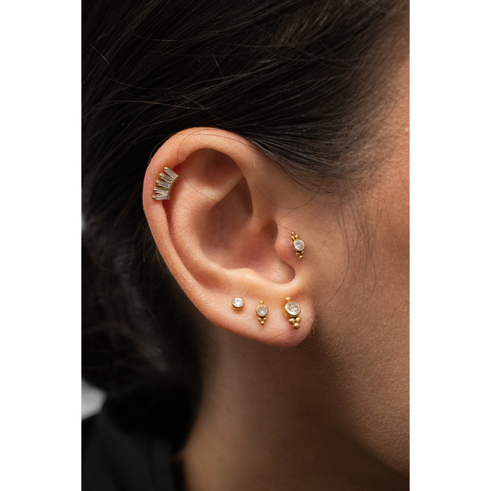 Surgical Steel Ear Piercing - Baquette Zirconia