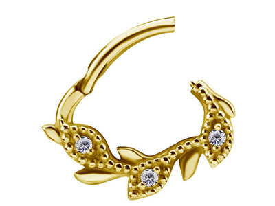 OUFER 16G Septum Piercing Schmuck Lotus Daith Ring Clicker Gold Helix Knorpel Ohrringe Ring Chirurgenstahl 316l Klar CZ Piercing Septum Daith für Damen und Herren 8 mm