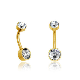 Piercings Works Gold Plated Belly Piercing - Zirconia