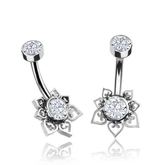 Piercings Works Belly Piercing - Zirconia Flower