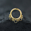 Gold Plated Hinged Segment Ring - Hearts and Black Onyx