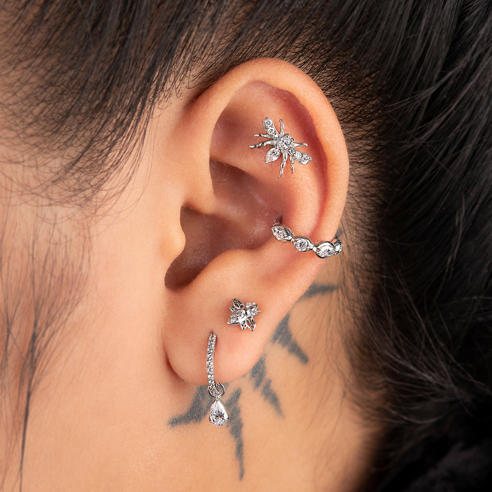 Surgical Steel Barbell -  Bee with Zirconia