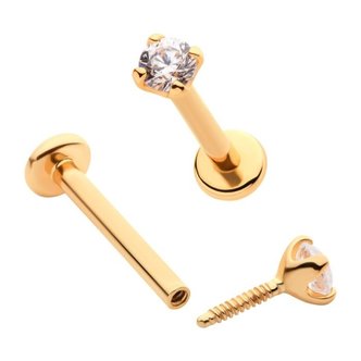 14 Karat Solid Gold Barbell Crystal Piercings Works