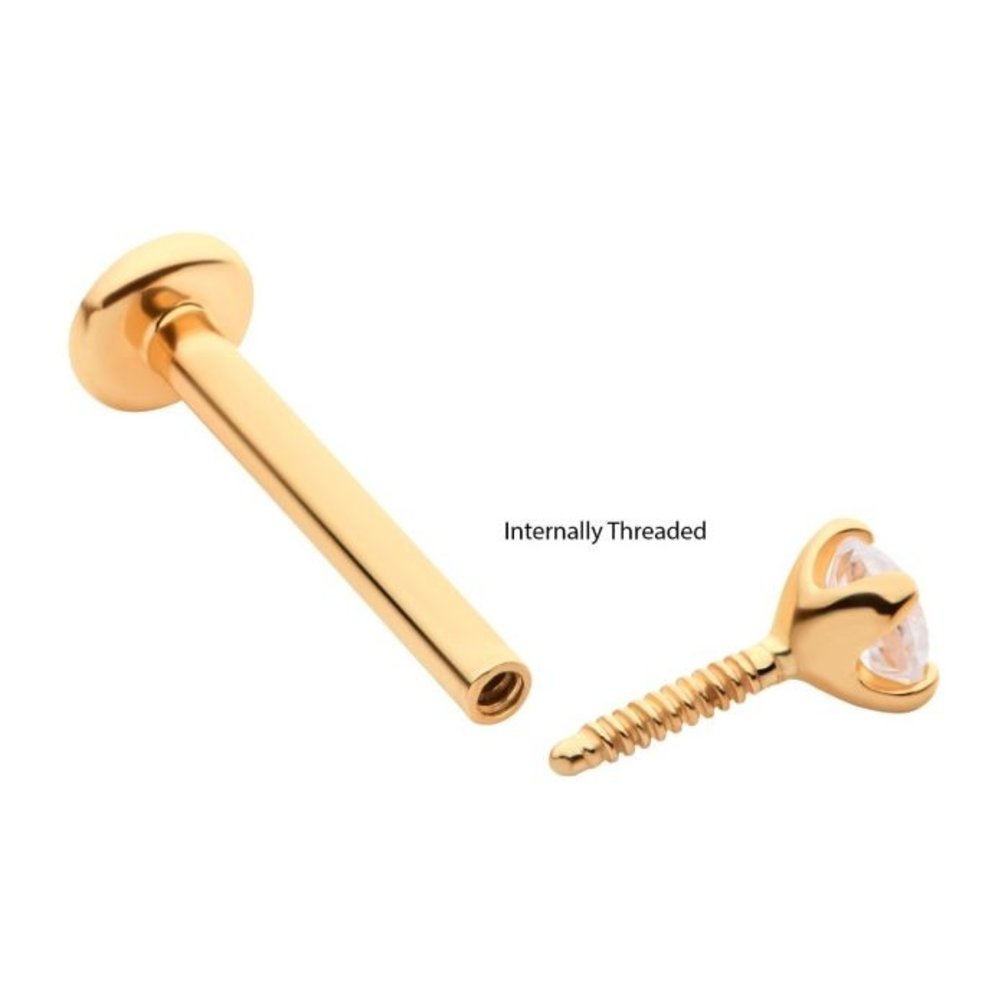 14 Karaat Massief Gouden Barbell - Kristalletje