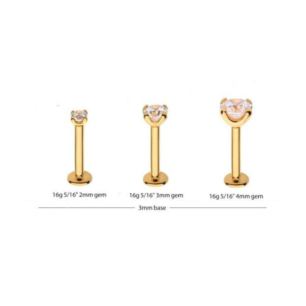 14 Karaat Massief Gouden Barbell - Kristalletje