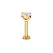 14 Karat Solid Gold Barbell - Crystal