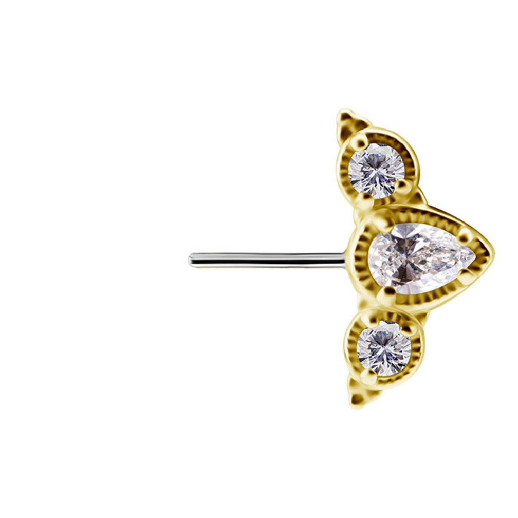 Luxe Tepel Barbell van Titanium en 18 Karaat Goud - Versierd met Premium Zirkonia