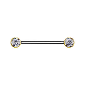 Titanium and 18Karat Gold Nipple Barbell - Premium Zirconia