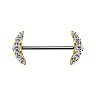Titanium and 18Karat Gold Nipple Barbell - Premium Zirconia