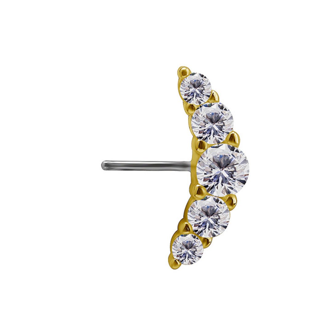 Luxueuze en Opvallende Tepel Barbell van Titanium en 18 Karaat Goud - Met Premium Zirkonia