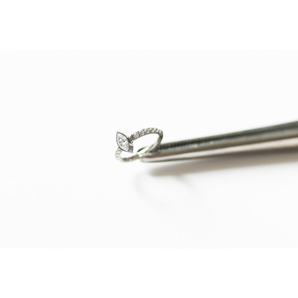 Opvallende en Elegante Titanium Ring - Met Glinsterende Kristallen, Perfect voor Helix Piercings