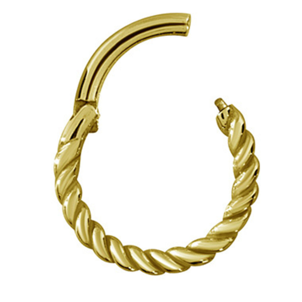 Gold Plated Piercing Ring - Twisted Rope